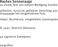 Rauhes Sonnenauge zu einem Text von